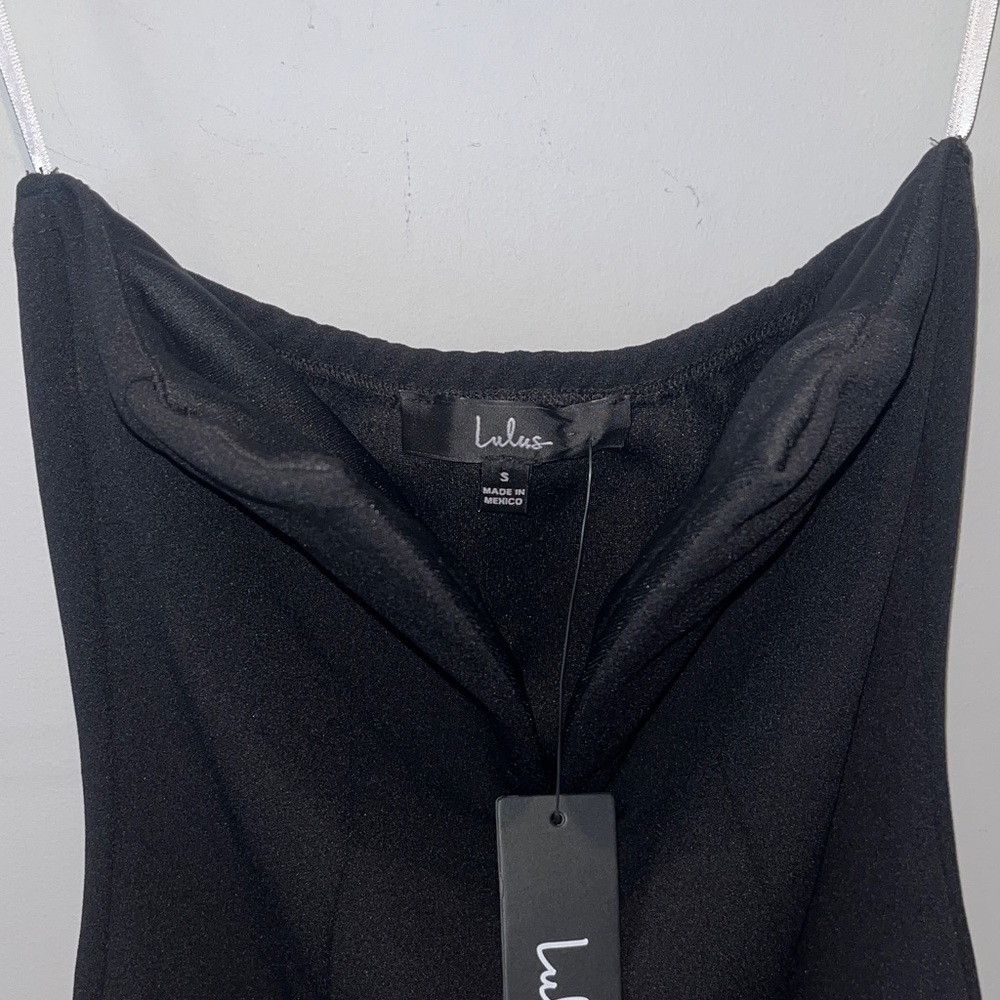 Lulus Women’s Strapless Black Bodysuit Plunge Neckline Corset Size Small NWT - Picture 3 of 12